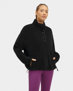 Ugg Atwell Sherpa Half Snap Pullover Ženske Džemperi Crne | GDH957628