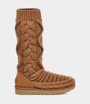 Ugg Classic Tall Chunky Knit Ženske Cizme Smeđe | OQJ260473