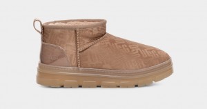 Ugg Classic Ultra Mini Monogram Ženske Cizme Smeđe Sive | JKF315746