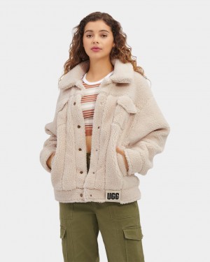 Ugg Frankie Sherpa Trucker Ženske Jakne Bež | DKZ408951