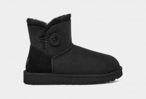 Ugg Mini Bailey Button II Ženske Cizme Crne | QSI590376