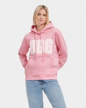 Ugg Rey Fuzzy Logo Ženske Majica S Kapuljačom Roze | ADI413025