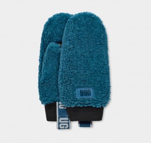 Ugg Sherpa Mitten W Logo Tape Ženske Gloves Plave | RKD058923