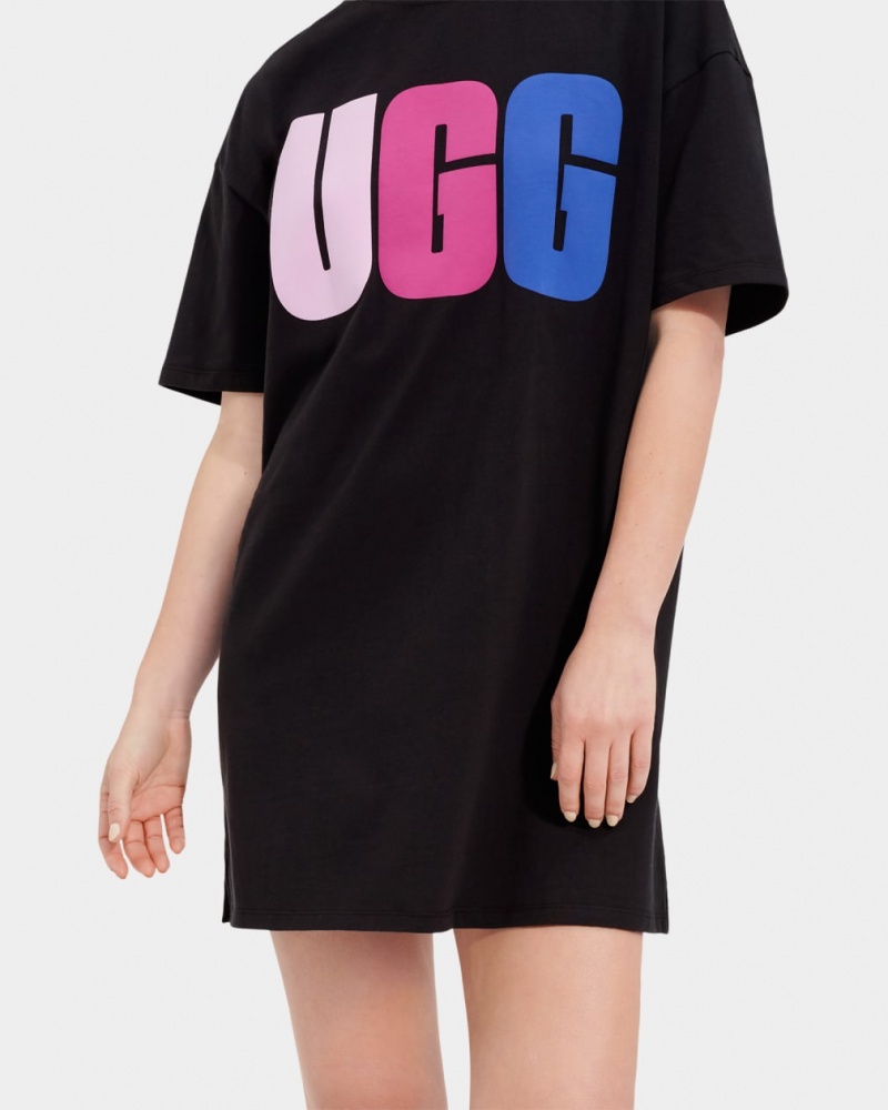 Ugg Alayah Logo T-Shirt Ženske Haljine Crne | GIL375681