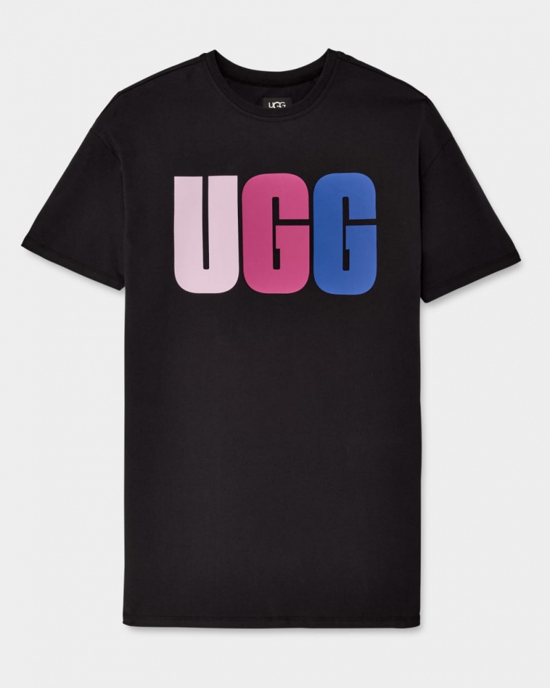 Ugg Alayah Logo T-Shirt Ženske Haljine Crne | GIL375681