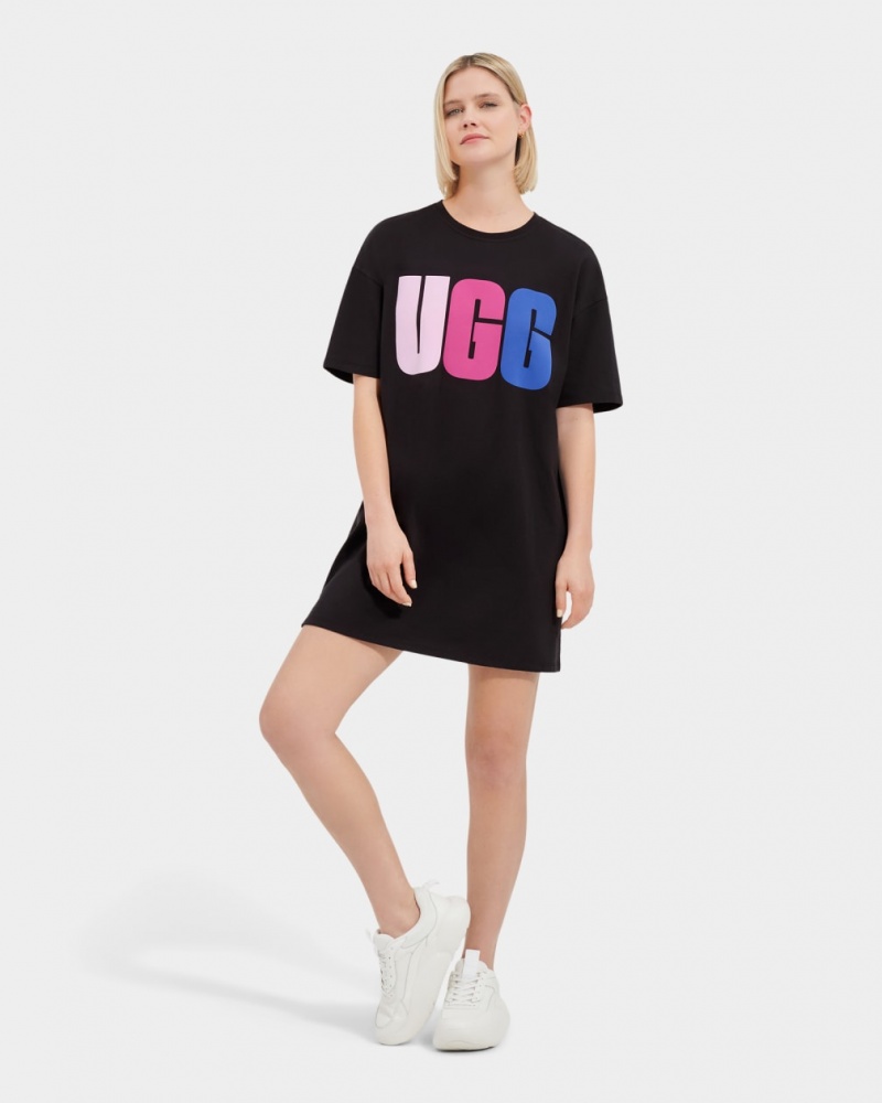 Ugg Alayah Logo T-Shirt Ženske Haljine Crne | GIL375681