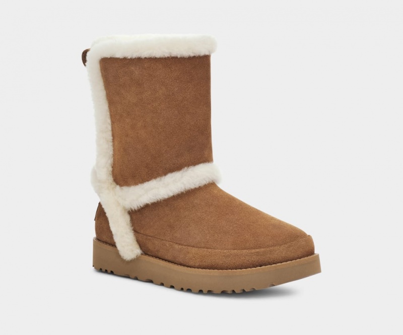 Ugg Classic Fluff Spill Seam Ženske Cizme Smeđe | ECX938705