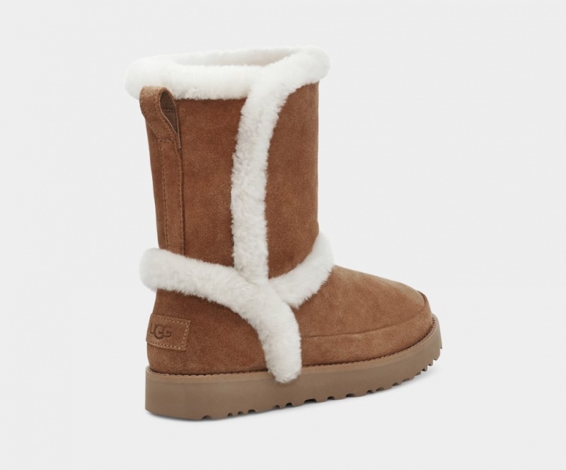 Ugg Classic Fluff Spill Seam Ženske Cizme Smeđe | ECX938705