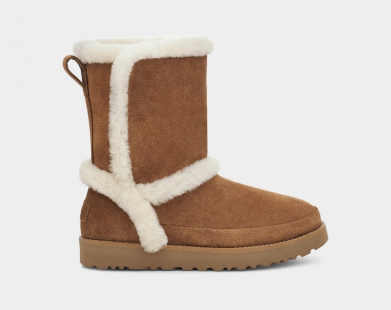 Ugg Classic Fluff Spill Seam Ženske Cizme Smeđe | ECX938705