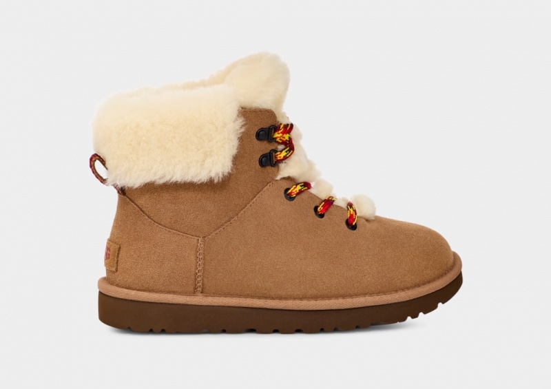 Ugg Classic Mini Alpine Lace Ženske Cizme Smeđe | ITG642531