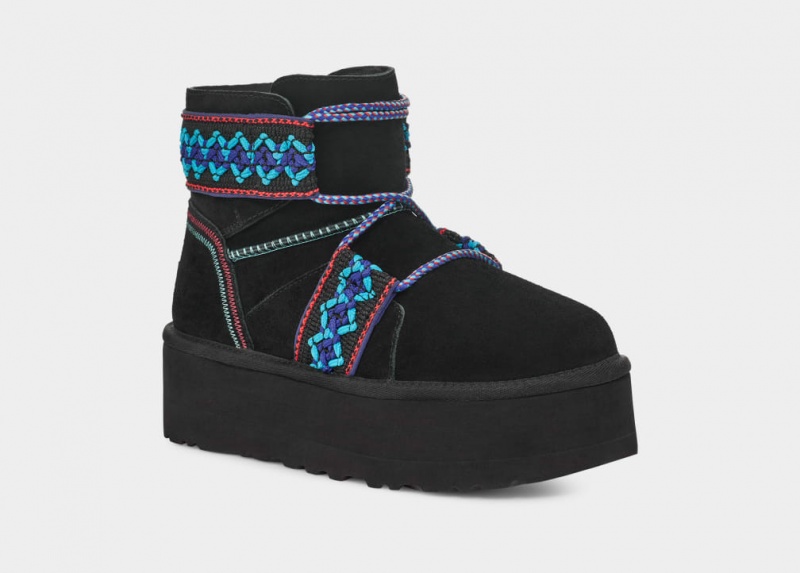 Ugg Classic Mini II Braid Ženske Čizme S Ortopedskom Petom Crne | JWG074351