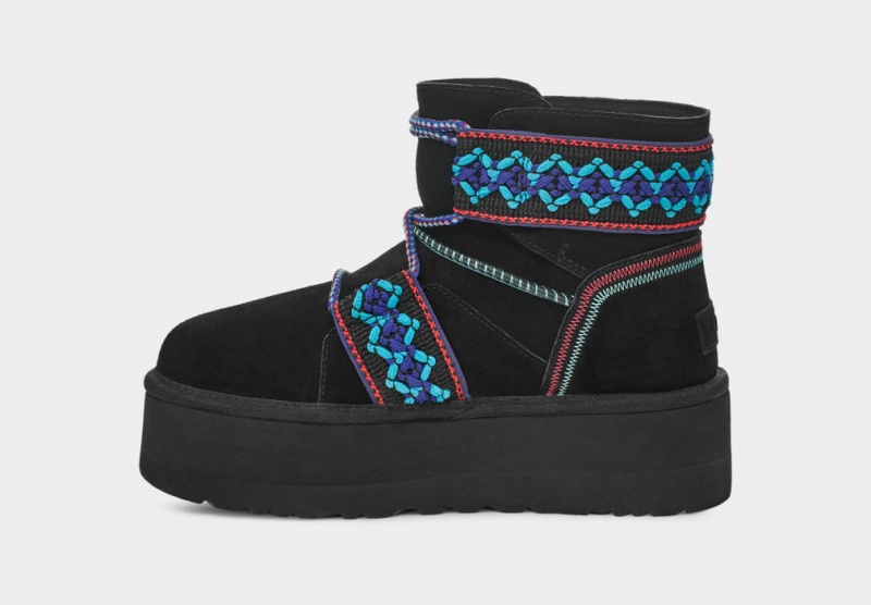 Ugg Classic Mini II Braid Ženske Čizme S Ortopedskom Petom Crne | JWG074351