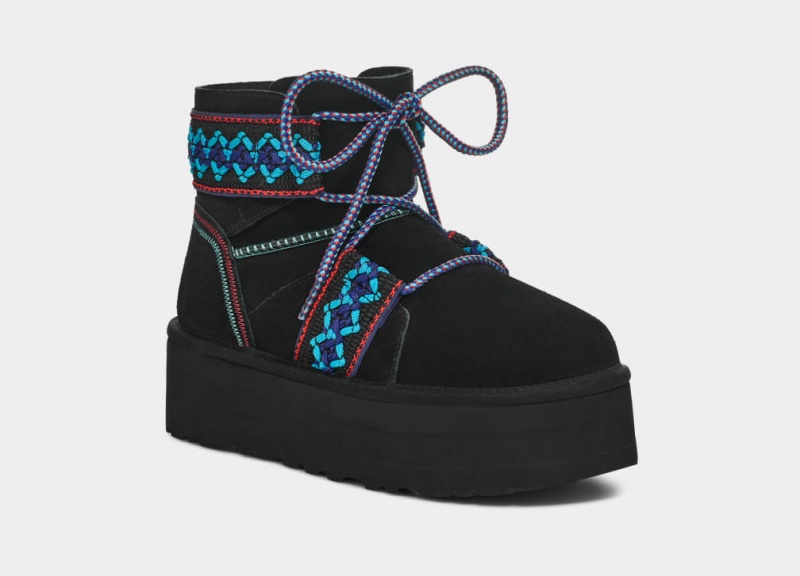 Ugg Classic Mini II Braid Ženske Čizme S Ortopedskom Petom Crne | JWG074351