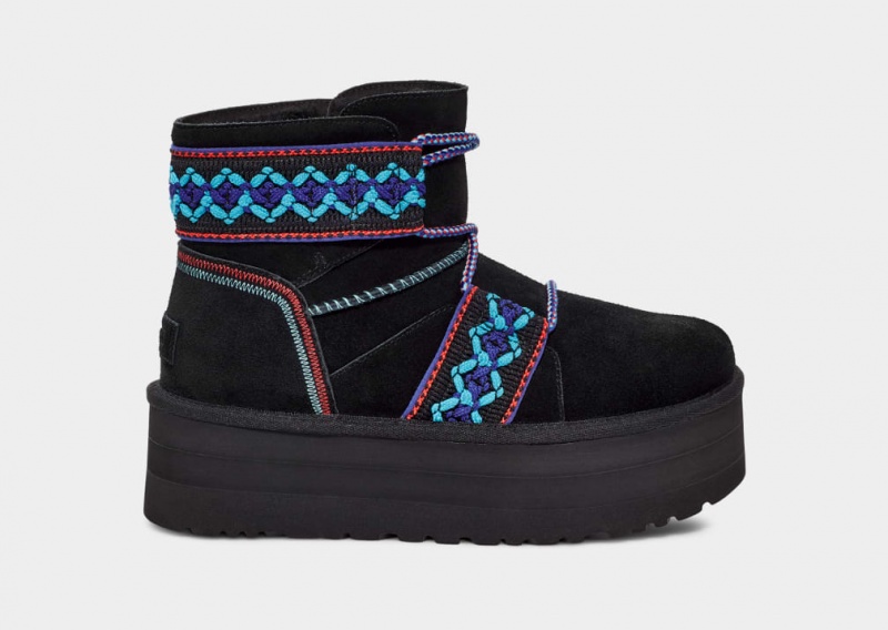 Ugg Classic Mini II Braid Ženske Čizme S Ortopedskom Petom Crne | JWG074351