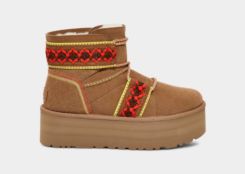 Ugg Classic Mini II Braid Ženske Čizme S Ortopedskom Petom Smeđe | JRF306475