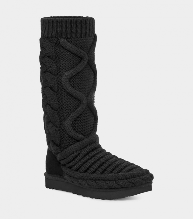 Ugg Classic Tall Chunky Knit Ženske Cizme Crne | BAO847359