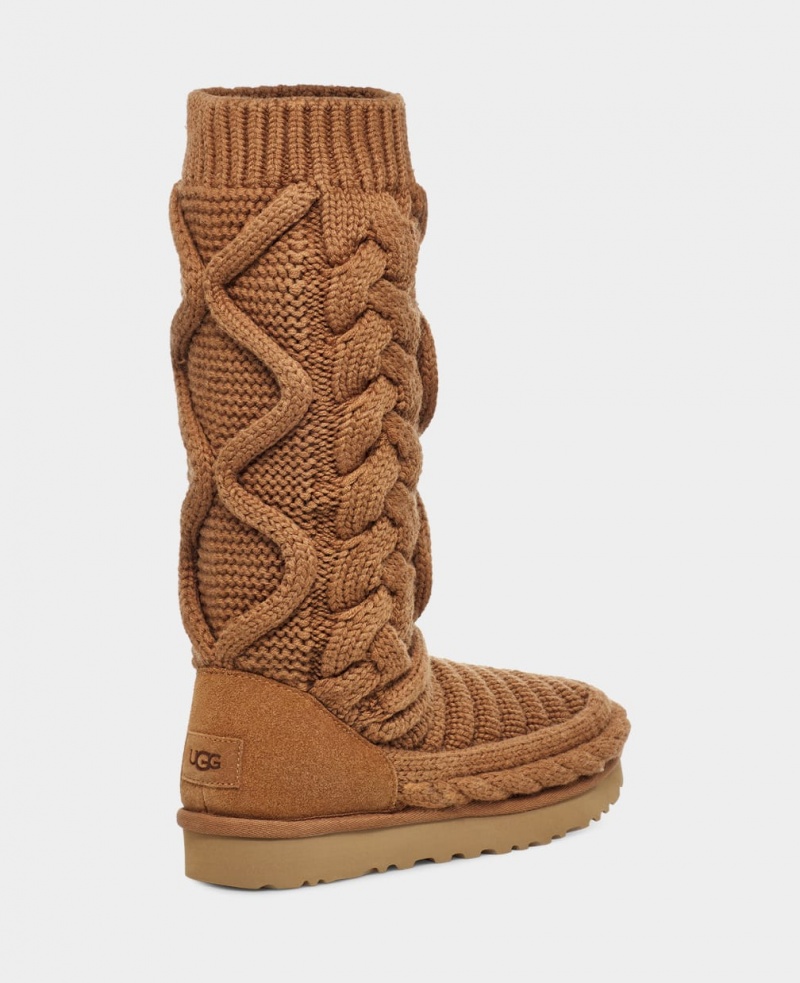 Ugg Classic Tall Chunky Knit Ženske Cizme Smeđe | OQJ260473