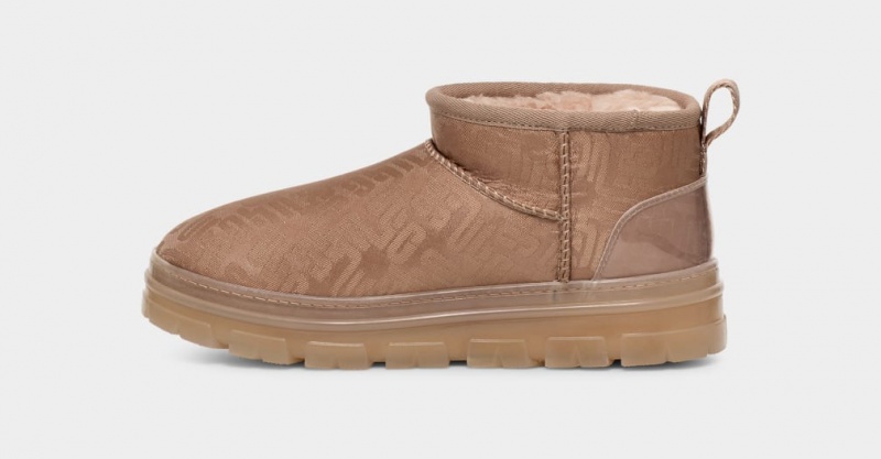 Ugg Classic Ultra Mini Monogram Ženske Cizme Smeđe Sive | JKF315746