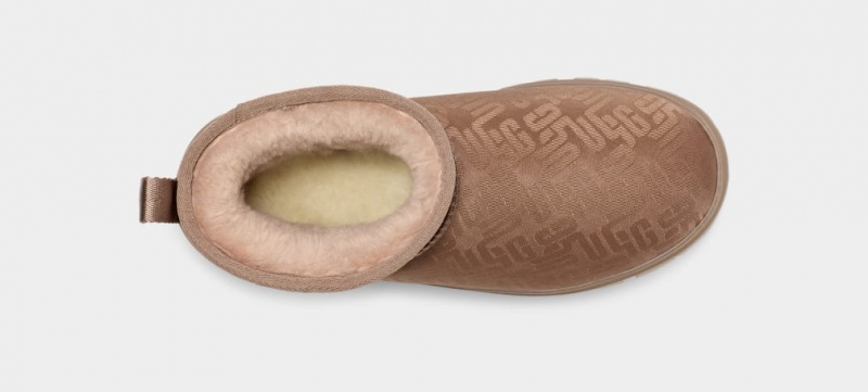 Ugg Classic Ultra Mini Monogram Ženske Cizme Smeđe Sive | JKF315746