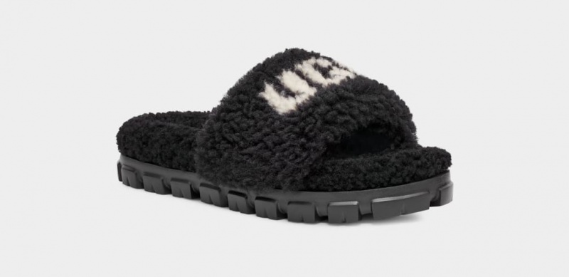 Ugg Cozetta Curly Graficke Ženske Papuče Crne | NCU895402