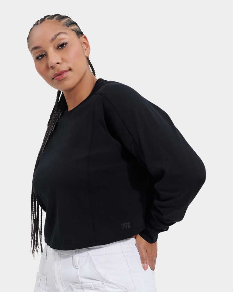 Ugg Delylah Long Sleeve Crop Ženske Topi Crne | RSD243059