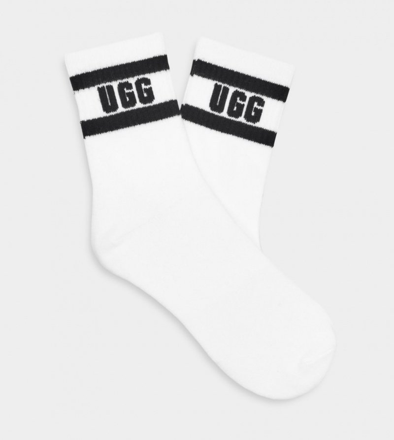 Ugg Dierson Logo Quarter Ženske Čarape Bijele Crne | OSV638209