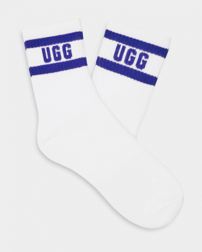 Ugg Dierson Logo Quarter Ženske Čarape Bijele Tamno Plave | BEU694271