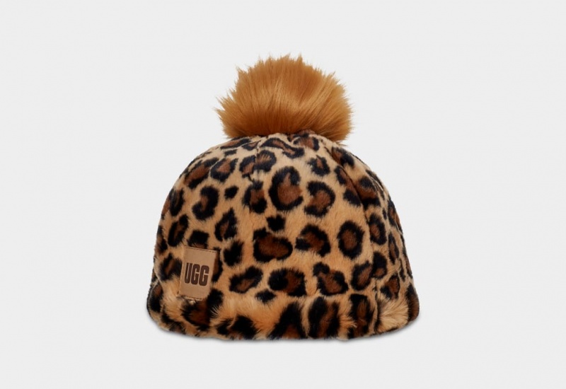 Ugg Faux Fur W Pom Ženske Beanie Bež | FNJ542890