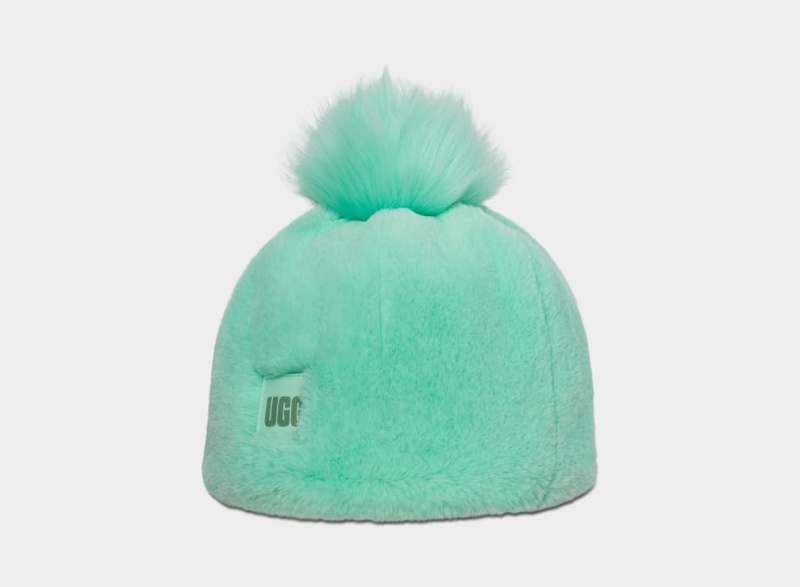 Ugg Faux Fur W Pom Ženske Beanie Tirkizne | RFX957180