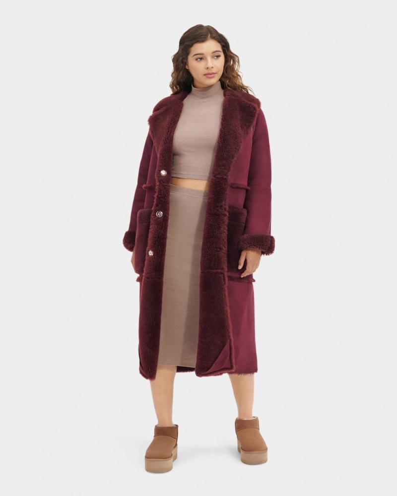 Ugg Fayre Twinface Sheepskin Ženske Kaputi Bordo | VGY506319