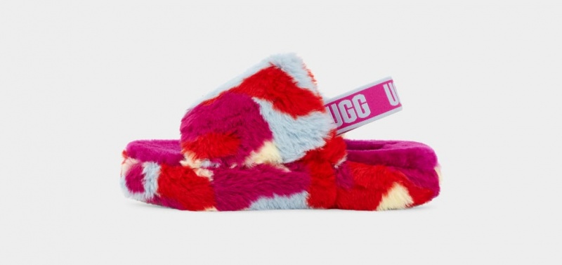 Ugg Fluff Yeah Camopop Dječje Papuče Crvene | TGV308276