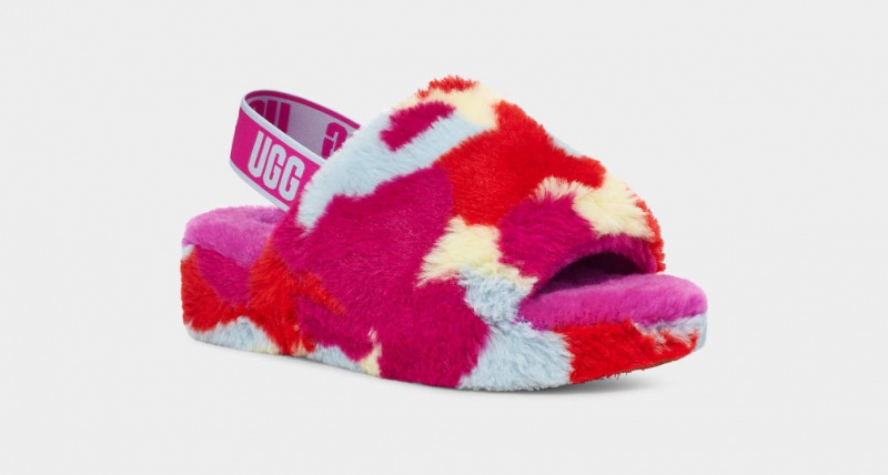 Ugg Fluff Yeah Camopop Ženske Papuče Crvene | WSX250417