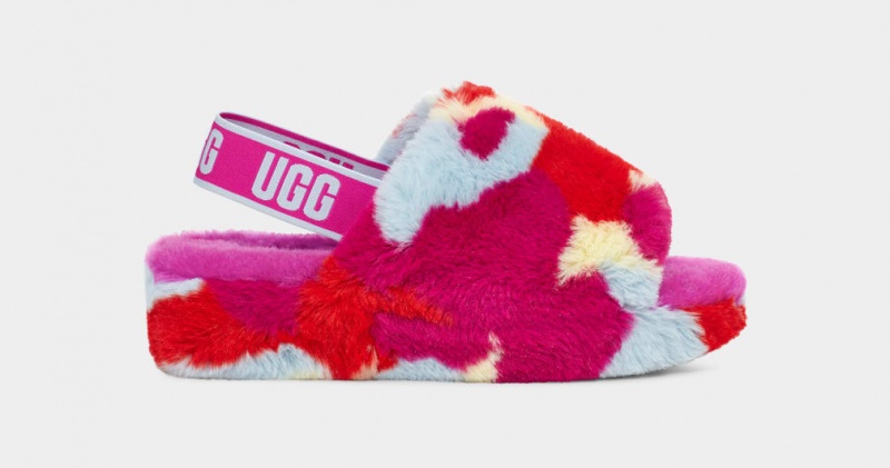 Ugg Fluff Yeah Camopop Ženske Papuče Crvene | WSX250417