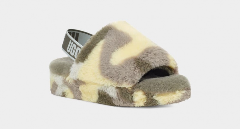 Ugg Fluff Yeah Camopop Ženske Papuče Zelene | AOZ840357