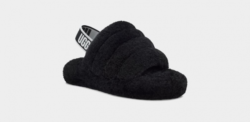 Ugg Fluff Yeah Dječje Papuče Crne | BDA254386