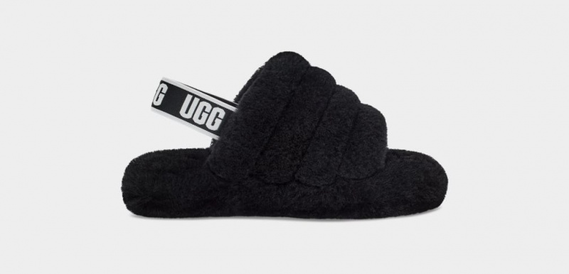 Ugg Fluff Yeah Dječje Papuče Crne | BDA254386