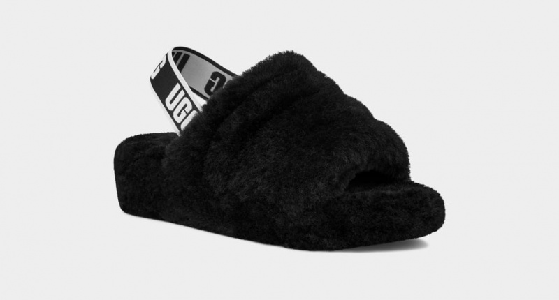 Ugg Fluff Yeah Ženske Natikače Crne | JOQ912473