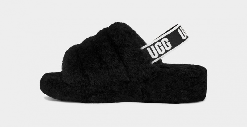 Ugg Fluff Yeah Ženske Natikače Crne | JOQ912473