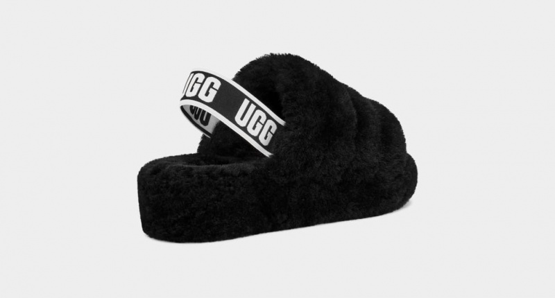 Ugg Fluff Yeah Ženske Natikače Crne | JOQ912473