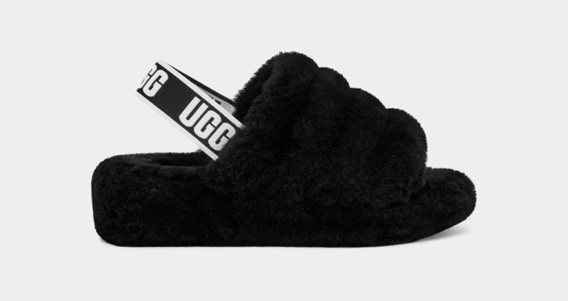 Ugg Fluff Yeah Ženske Natikače Crne | JOQ912473