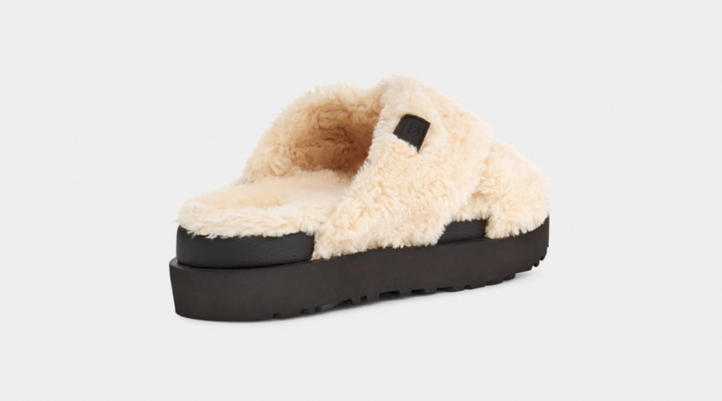 Ugg Fuzz Sugar Cross Ženske Natikače Bež Crne | RIW276908