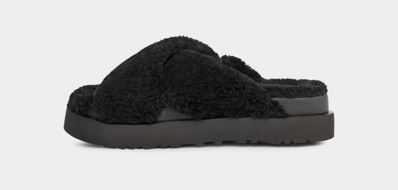 Ugg Fuzz Sugar Cross Ženske Natikače Crne | CGK128659