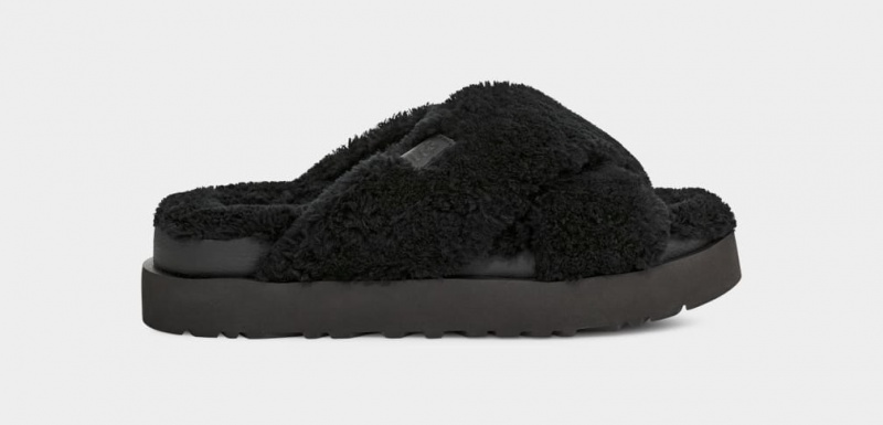 Ugg Fuzz Sugar Cross Ženske Natikače Crne | CGK128659