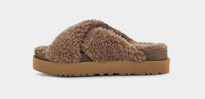 Ugg Fuzz Sugar Cross Ženske Papuče Tamno Sive | OJY986503