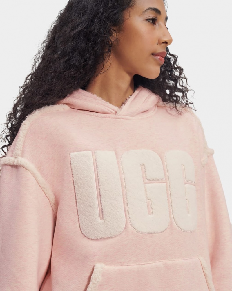 Ugg Joanne B Fleece Logo Ženske Majica S Kapuljačom Roze Bijele | UAF784012