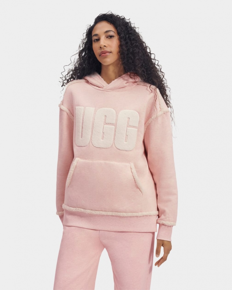 Ugg Joanne B Fleece Logo Ženske Majica S Kapuljačom Roze Bijele | UAF784012