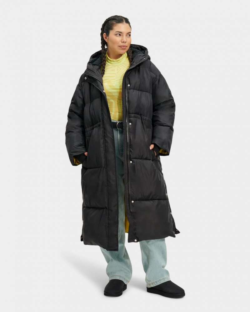 Ugg Keeley Long Puffer Ženske Kaputi Crne | NSO180657