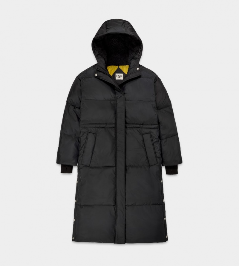 Ugg Keeley Long Puffer Ženske Kaputi Crne | NSO180657