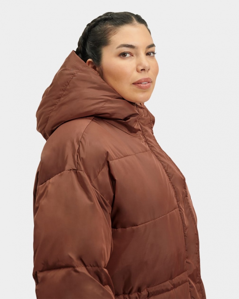 Ugg Keeley Long Puffer Ženske Kaputi Tamno Smeđe | YZJ826910