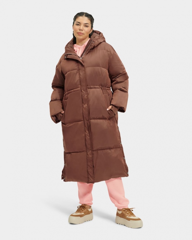 Ugg Keeley Long Puffer Ženske Kaputi Tamno Smeđe | YZJ826910